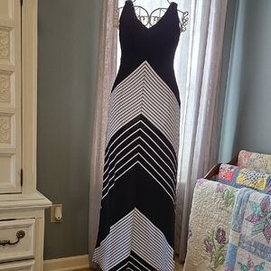 Maurices Black and White Chevron Maxi Dress
